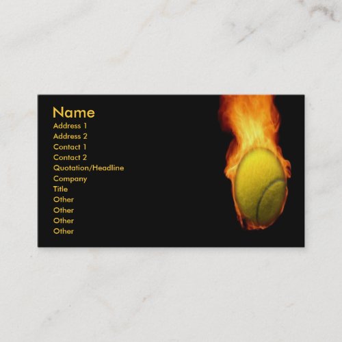 Tennis Ball On Fire Business Card