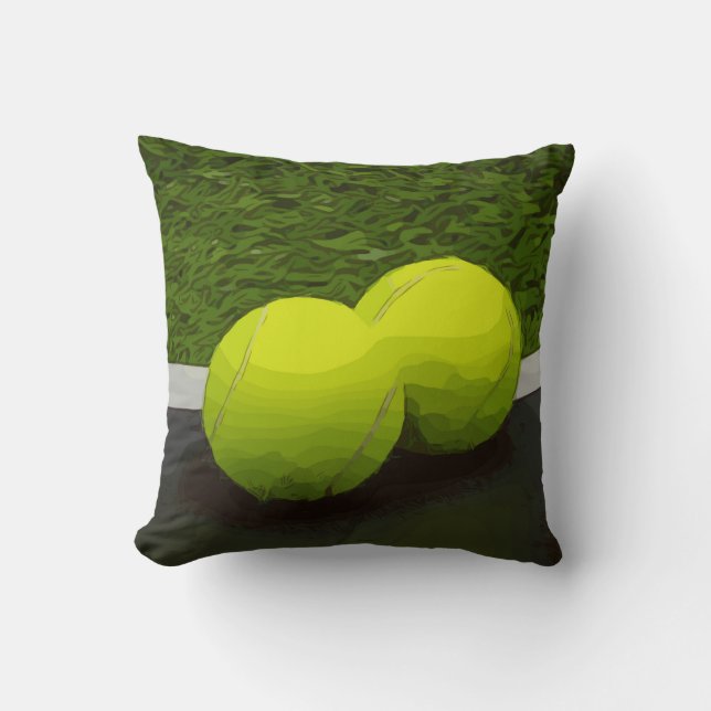 Tennis ball  on green grass throw pillow (Front)