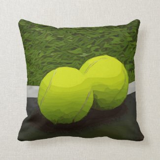 Tennis ball on green grass throw pillow
