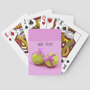 Tennis ball on pink background poker cards