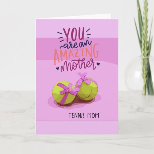 Tennis ball on pink for Tennis Mom Mothers Day  Card