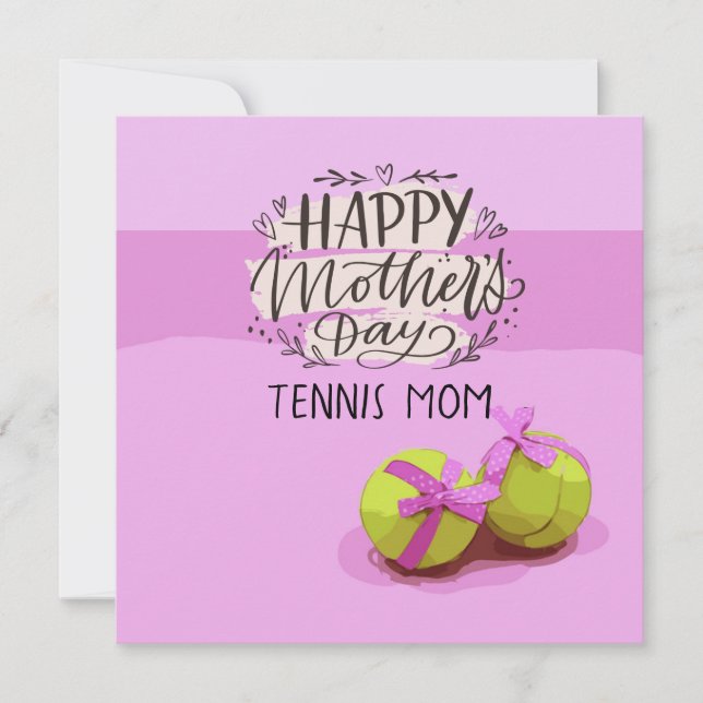 Tennis ball on pink for Tennis Mom Mother's Day    Card (Front)