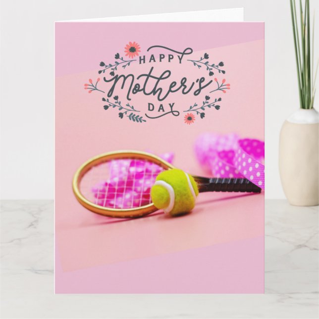 Tennis ball on pink for Tennis Mom Mother's Day   Card (Front)