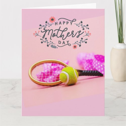 Tennis ball on pink for Tennis Mom Mothers Day   Card