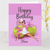 Tennis ball on pink Happy Birthday Woman Player