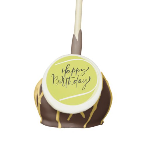 Tennis ball on yellow  Happy Birthday  Cake Pops