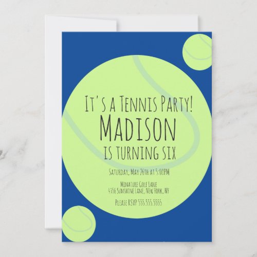 Tennis Ball Party Game Birthday Invitation