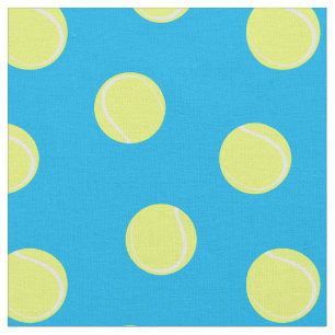 Tennis Ball Pattern on Sky Blue Fabric