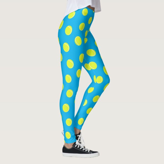 Tennis Ball Pattern on Sky Blue Leggings (Right)