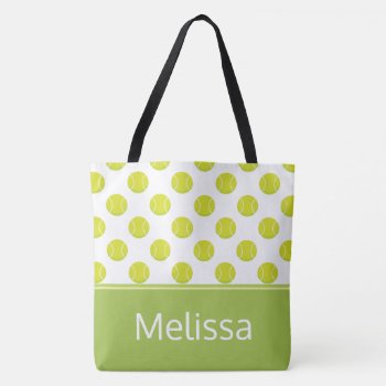 Tennis Ball Pattern | Personalized Tote Bag by DesignedwithTLC at Zazzle