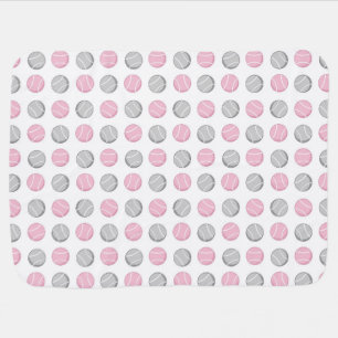 Tennis Ball Pattern Pink and Grey Swaddle Blanket
