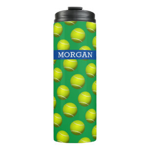 Tennis Ball Pattern, White Name, Blue & Green Vs 2 Thermal Tumbler