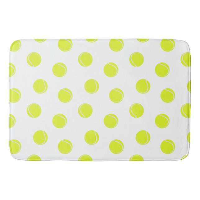 Tennis Ball Pattern Yellow White Bath Mat (Front)
