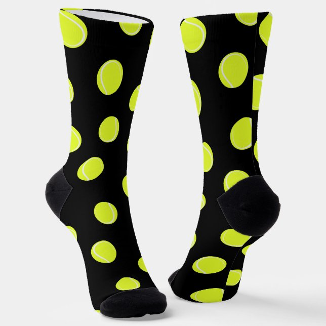 Tennis Ball Patterned Black Socks (Angled)