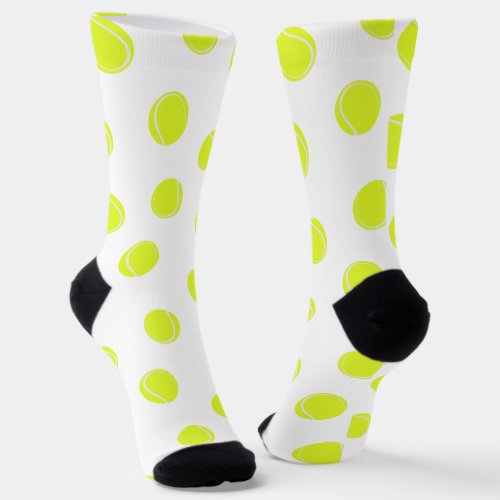 Tennis Ball Patterned White Socks