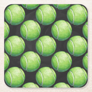 Tennis Ball Patterns Square Paper Coaster