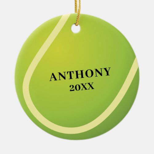 Tennis ball Personalized Christmas Ceramic Ornament