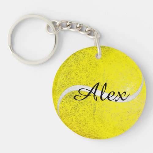 Tennis ball personalized name keychain