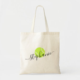 Tennis Ball Personalized Script Name Tote Bag