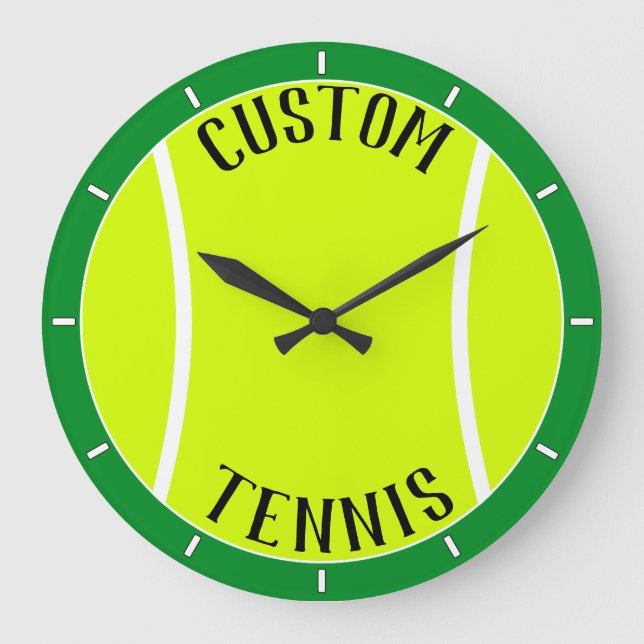 Tennis Ball Personalized Text and Color Wall Clock (Front)