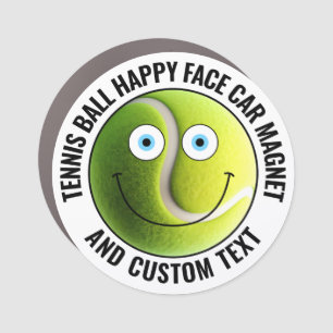 Tennis Ball Personalized Text Custom Happy Face 3" Car Magnet