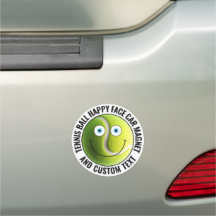 Tennis Ball Personalized Text Custom Happy Face 5" Car Magnet