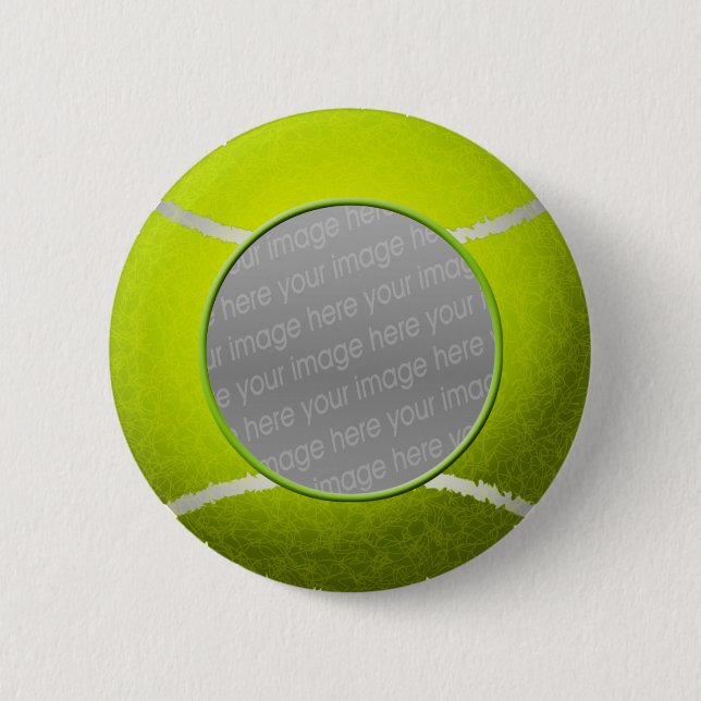 Tennis ball photo pinback button (Front)