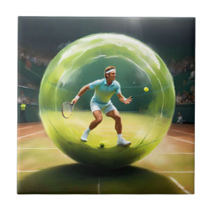 Tennis Ball Player On Court, Ceramic Tile