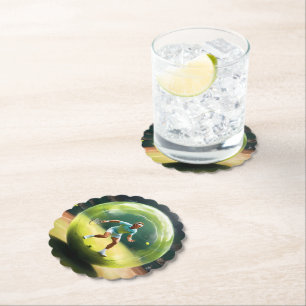 Tennis Ball Player On Court,   Paper Coaster