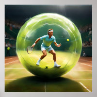 Tennis Ball Player On Court,