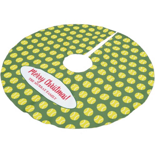 Tennis ball print Christmas party decor custom Brushed Polyester Tree Skirt