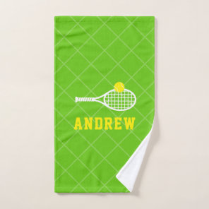 Tennis Ball Racket Custom Name Sport Hand Towel
