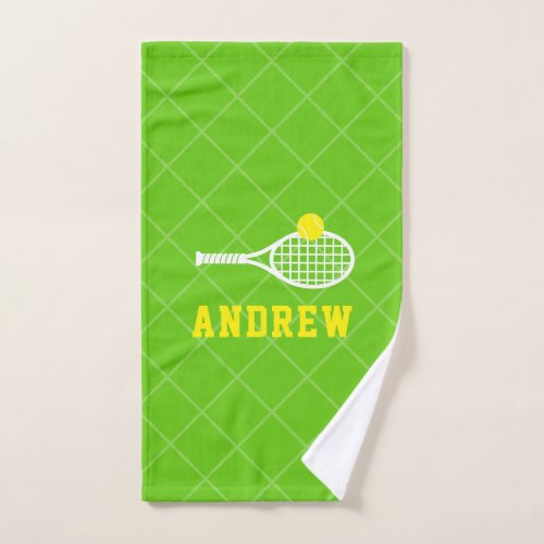 Tennis Ball Racket Custom Name Sport Hand Towel