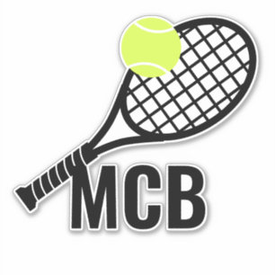 Tennis Ball Racket Monogram Initials Sticker