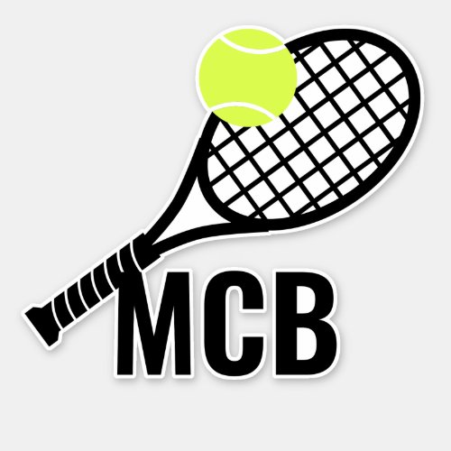 Tennis Ball Racket Monogram Initials Sticker