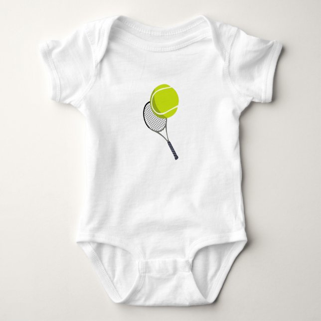 Tennis Ball & Racket Racquet   Baby Bodysuit (Front)