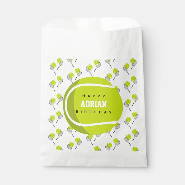 Tennis Ball & Racket Racquet Birthday Party  Favor Bag (Front)