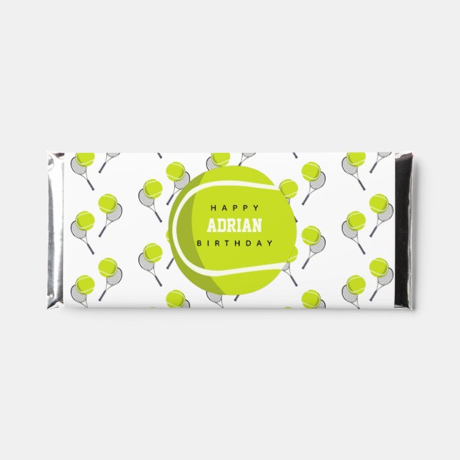 Tennis Ball & Racket Racquet Birthday Party  Hershey Bar Favors (Front)