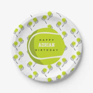 Tennis Ball & Racket Racquet Birthday Party Paper Plates