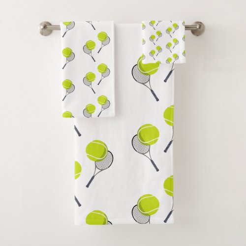 Tennis Ball  Racket Racquet Pattern  Bath Towel Set