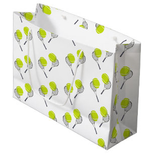 Tennis Ball & Racket Racquet Pattern Large Gift Bag