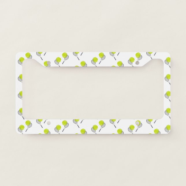 Tennis Ball & Racket Racquet Pattern License Plate Frame (Front)