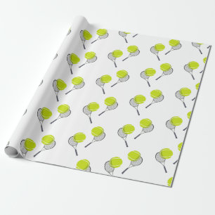 Tennis Ball & Racket Racquet Pattern Wrapping Paper