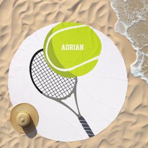Tennis Ball & Racket Racquet Personalized Beach Towel