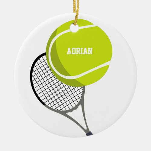 Tennis Ball  Racket Racquet Personalized   Ceramic Ornament