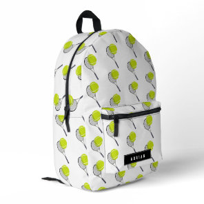 Tennis Ball & Racket Racquet Personalized Name Printed Backpack