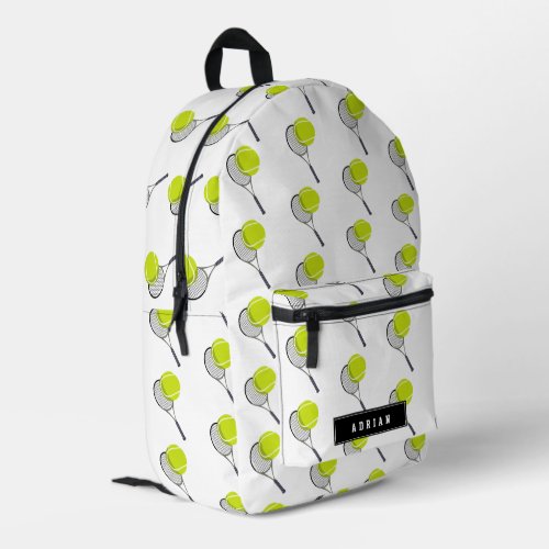 Tennis Ball  Racket Racquet Personalized Name Printed Backpack
