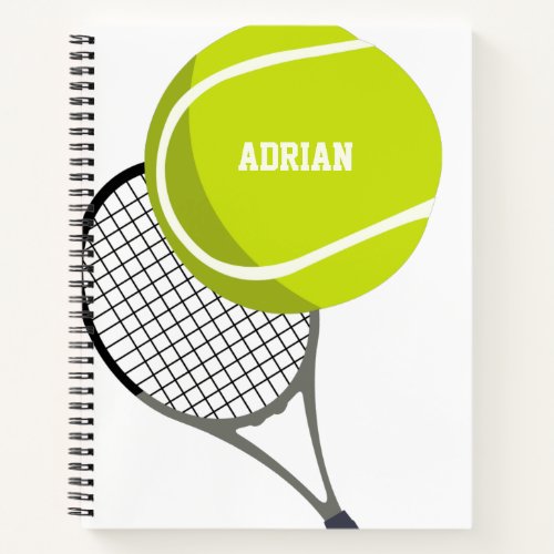 Tennis Ball  Racket Racquet Personalized Notebook