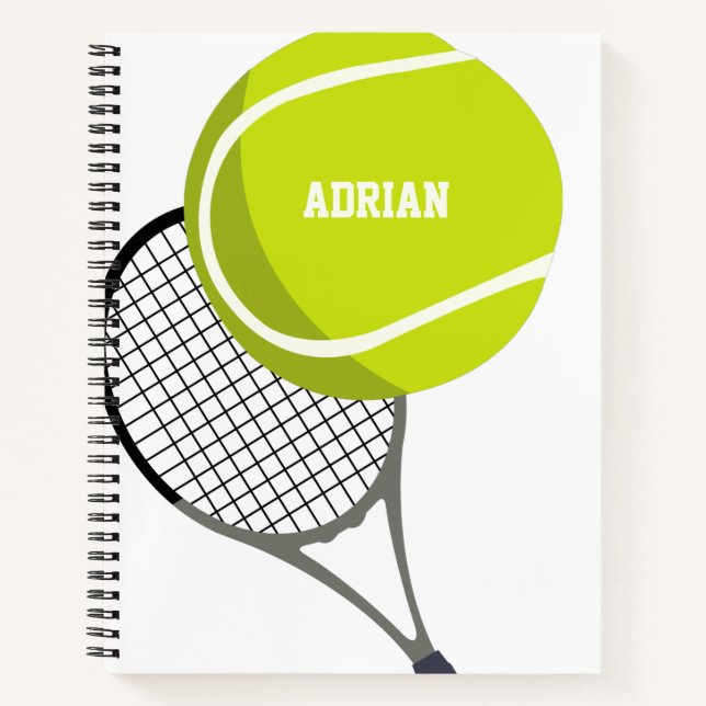 Tennis Ball & Racket Racquet Personalized Notebook (Front)