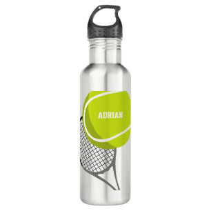 Tennis Ball & Racket Racquet Personalized  Stainless Steel Water Bottle